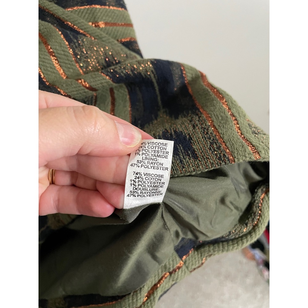 Ramy Brook Strapless Structured Mini Dress Green Ikat Print Size 6 Event Party - Picture 7 of 8